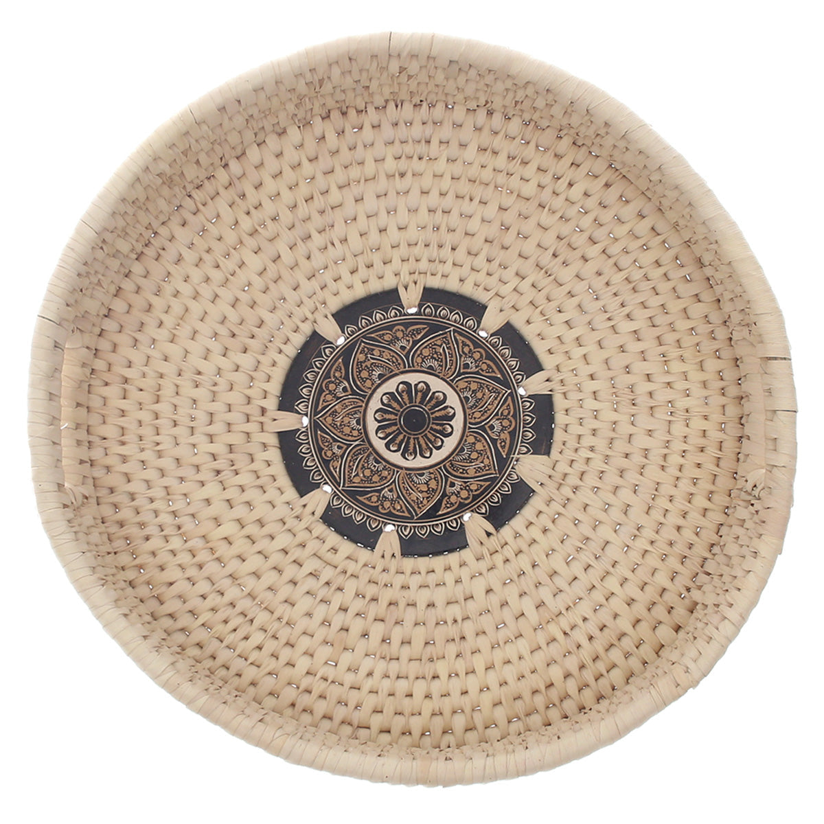 Handwoven Round Basket Design – Natural Storage & Serving Tray (2.5x14 in)