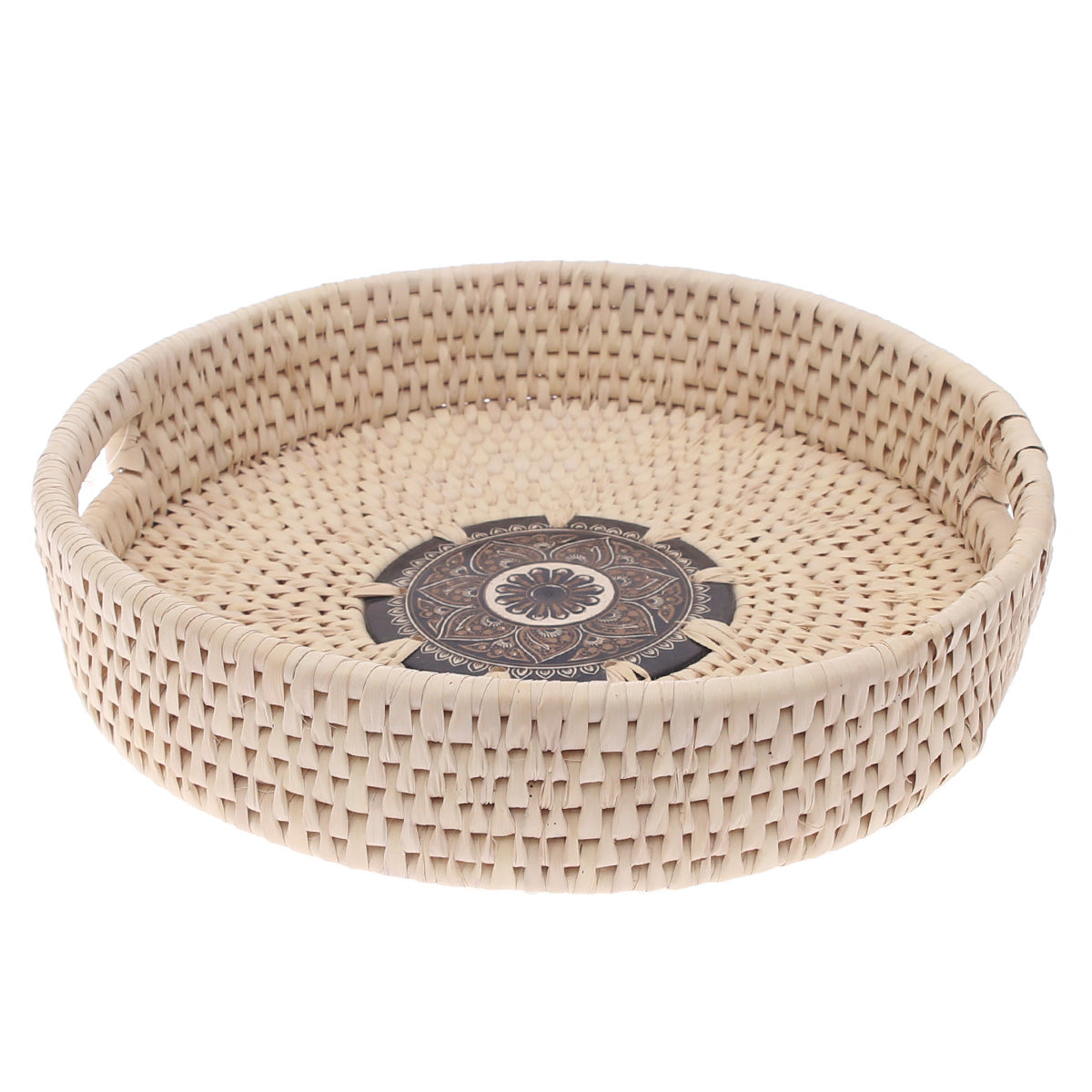 Handwoven Round Basket Design – Natural Storage & Serving Tray (2.5x14 in)